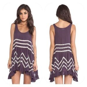Free People Purple and White Chevron Dress